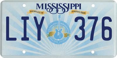 MS license plate LIY376