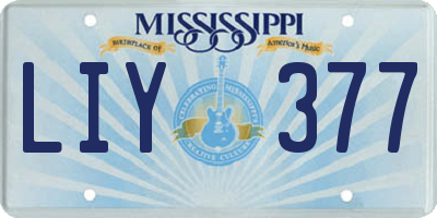 MS license plate LIY377