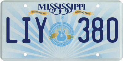 MS license plate LIY380