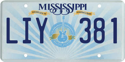 MS license plate LIY381