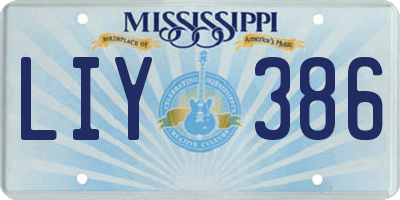 MS license plate LIY386