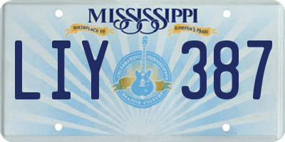 MS license plate LIY387