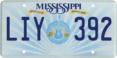MS license plate LIY392