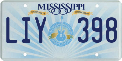 MS license plate LIY398