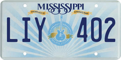 MS license plate LIY402