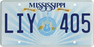 MS license plate LIY405