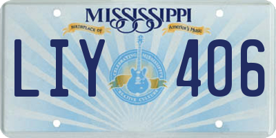 MS license plate LIY406