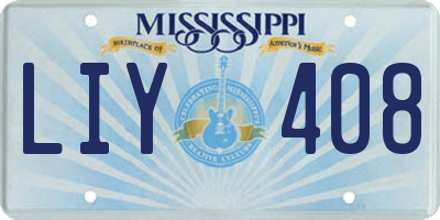 MS license plate LIY408