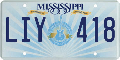 MS license plate LIY418