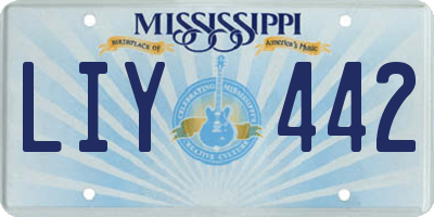 MS license plate LIY442