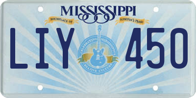 MS license plate LIY450