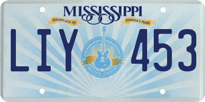 MS license plate LIY453