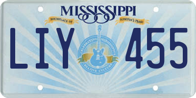 MS license plate LIY455