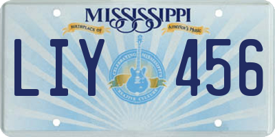 MS license plate LIY456