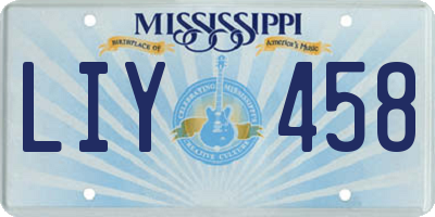 MS license plate LIY458