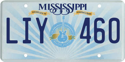 MS license plate LIY460