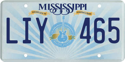 MS license plate LIY465