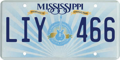 MS license plate LIY466