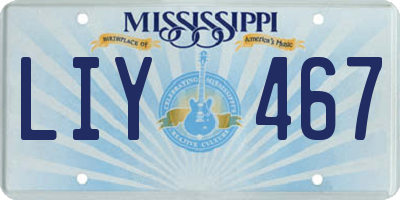 MS license plate LIY467