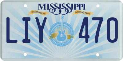MS license plate LIY470