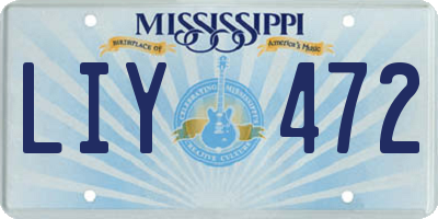 MS license plate LIY472