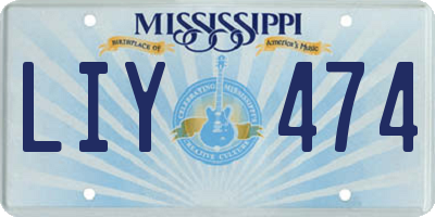 MS license plate LIY474