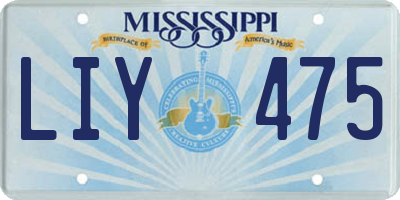 MS license plate LIY475