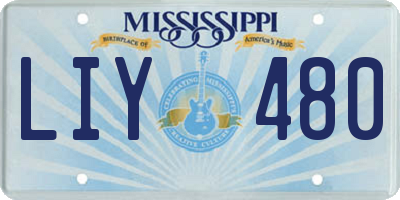MS license plate LIY480