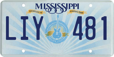 MS license plate LIY481