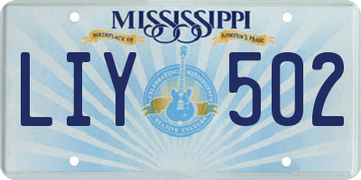 MS license plate LIY502
