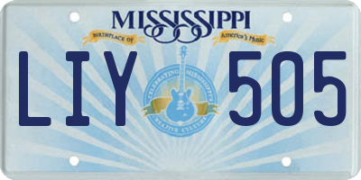 MS license plate LIY505