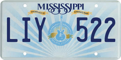 MS license plate LIY522