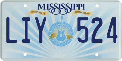 MS license plate LIY524