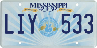 MS license plate LIY533