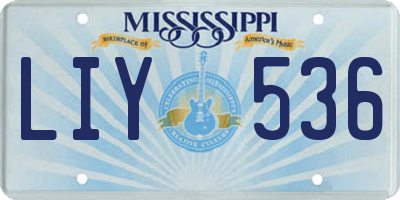 MS license plate LIY536