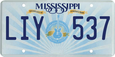 MS license plate LIY537