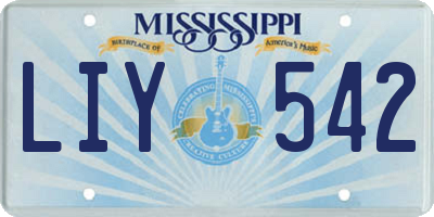 MS license plate LIY542