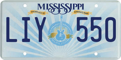 MS license plate LIY550