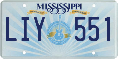 MS license plate LIY551