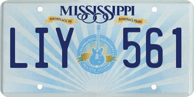MS license plate LIY561