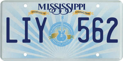 MS license plate LIY562