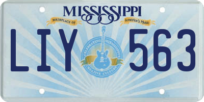 MS license plate LIY563