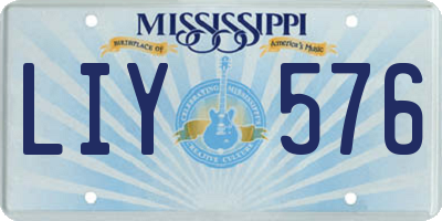 MS license plate LIY576