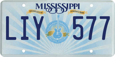 MS license plate LIY577