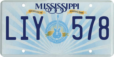 MS license plate LIY578