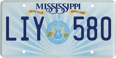 MS license plate LIY580