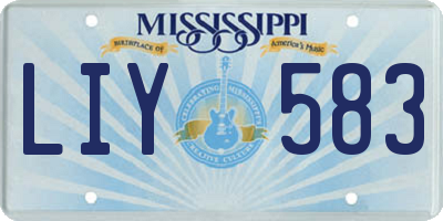 MS license plate LIY583
