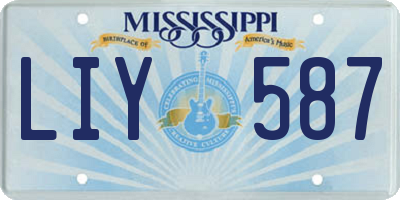 MS license plate LIY587