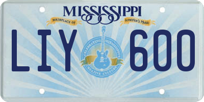 MS license plate LIY600