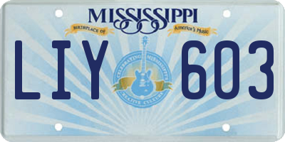 MS license plate LIY603